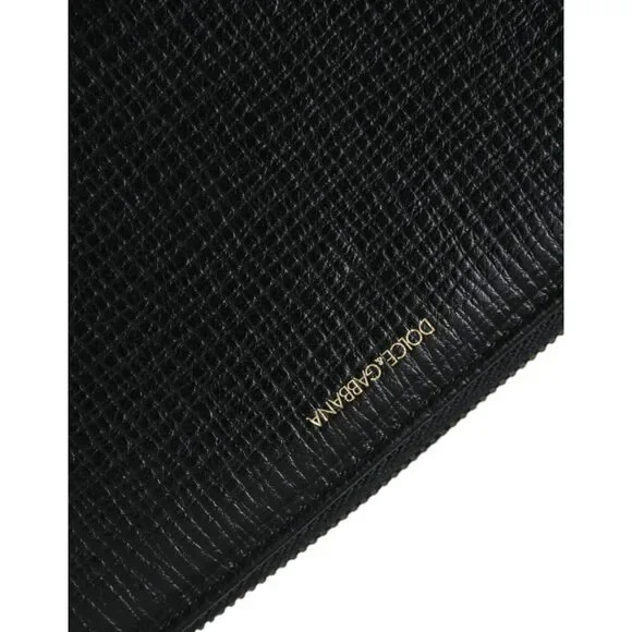 Dolce & Gabbana Black Leather Logo Patch Zip Around Continental Wallet - Picture 7 of 8